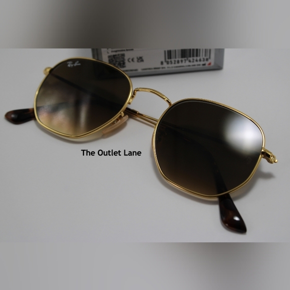 Model Display RayBan Hexagonal Gradient Brown RB3548N Gold Frame - Picture 8 of 16